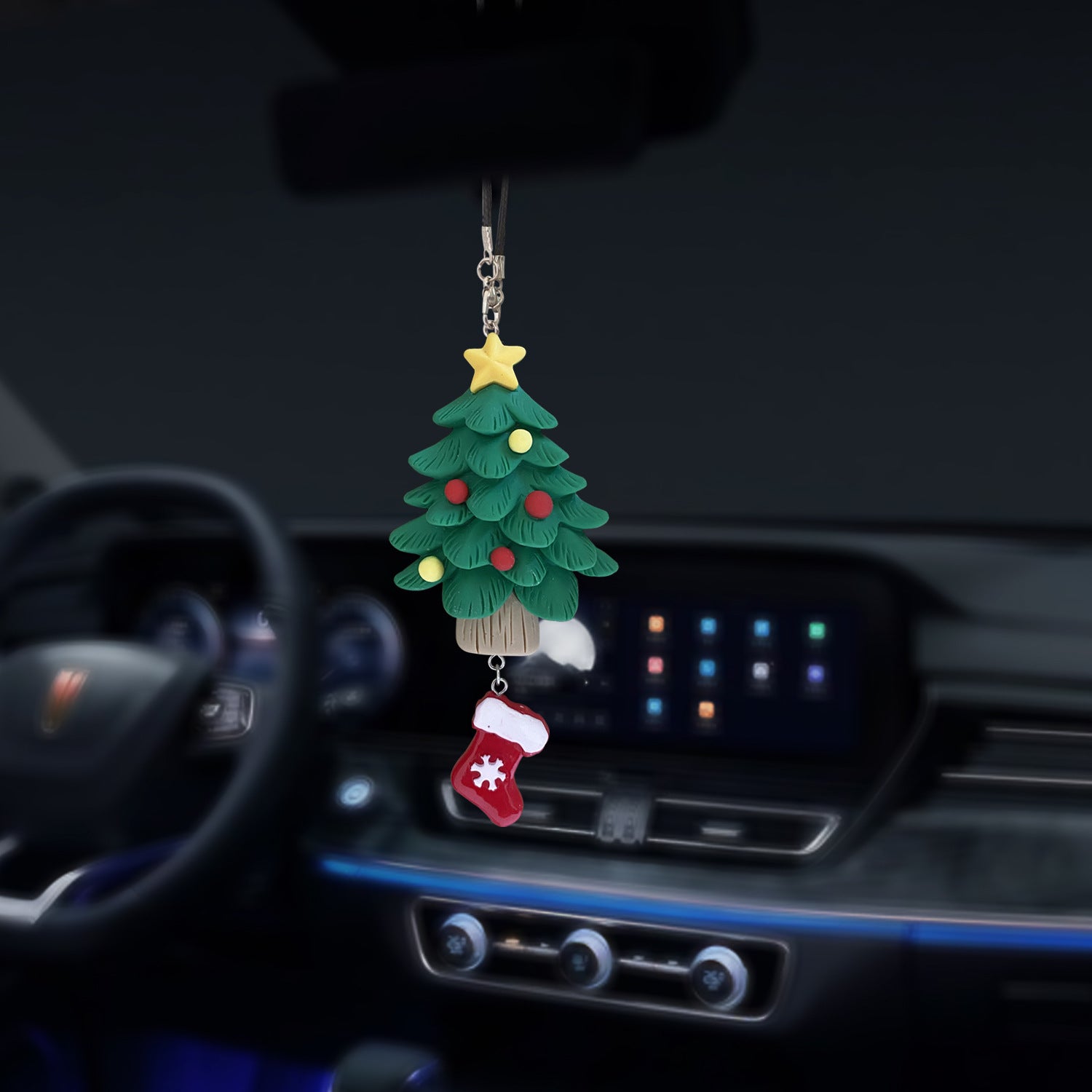Wholesale Christmas Reindeer Snowman Car Rearview Mirror Decoration Pendant